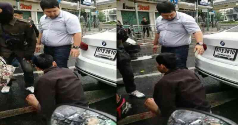 ยืนงงทั้งถนน !! หนุ่มขับจักรยานยนต์ไปชนท้ายรถหรู BMW เจ้าของรถกลับลงมาทำสิ่งนี้ !??